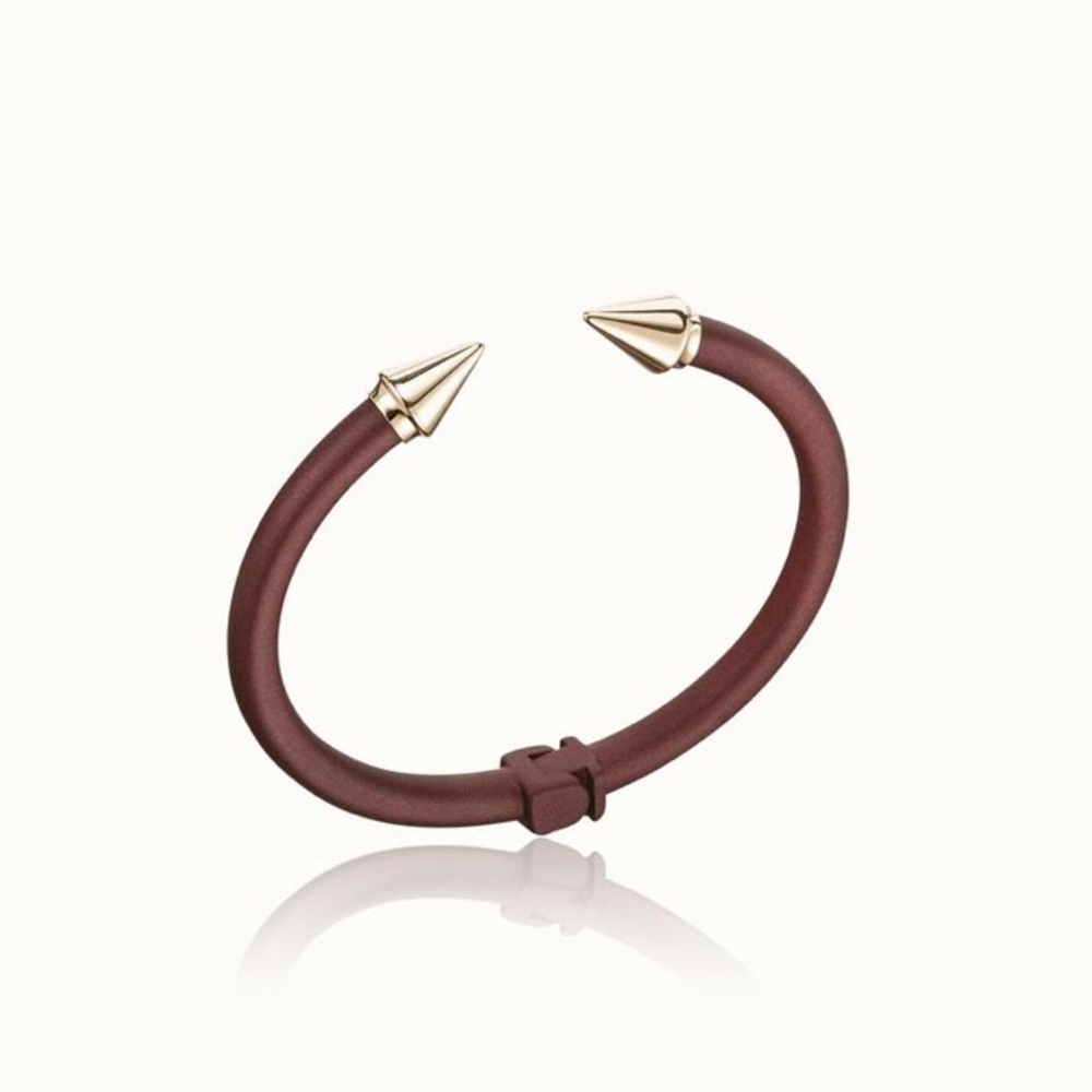 Vita Fede Mini Titan Two Tone Bracelet NEW Burgundy Gold Hinged Cuff XS